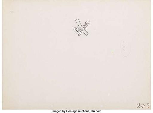 Original production drawing from Plane Crazy, animation cel, drawing, sketch, cartoon, character, vehicle, illustration, hand drawn, vintage, art