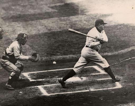 Babe Ruth batting in an exhibition game between the… — PICRYL - Public ...