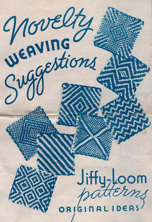 Novelty Weaving Suggestions, Jiffy-Loom Patterns, Original Ideas (1937) (page 1 crop), weaving, loom, patterns, jiffy loom, crafts, textiles, novelty weaving, vintage, 1930 s, diy, handmade