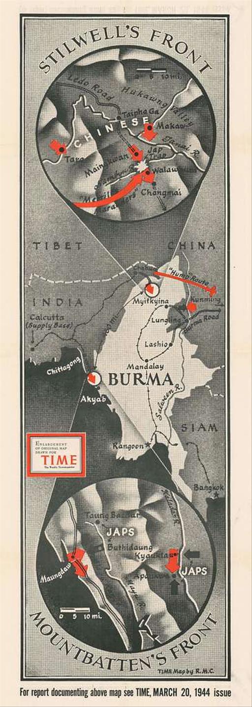1944 Chapin Map of Burma during World War II for TIME Magazine - PICRYL ...
