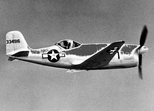 Bell XP-77 in flight (SN 43-34916). This aircraft was destroyed in a ...