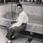 Faith Bandler 1951 - A black and white photo of a woman sitting on a bench