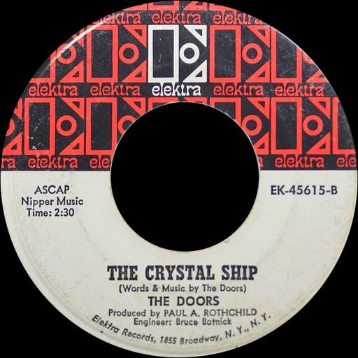 The crystal ship by the doors original US single side-B variant A, the doors, the crystal ship, record label, single, side b, music, 1960 s, rock music