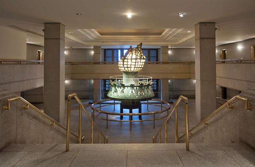 Statue of Liberty original torch exhibit in lobby, statue of liberty, torch, exhibit, lobby, artifact, historical, display
