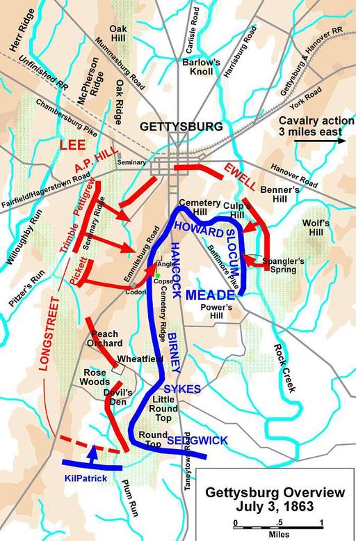 Gettysburg Battle Map Day3 (original), gettysburg, battle map, civil war, day 3, troop movements, military history, pickett charge, union army, confederate army