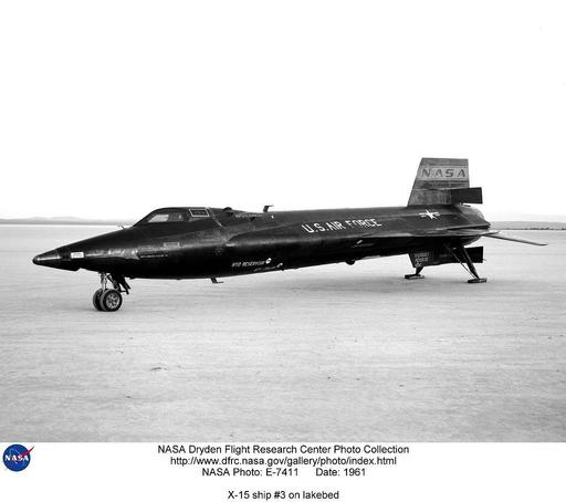 X-15 ship 3 on lakebed. Public domain image of NASA… — NARA and