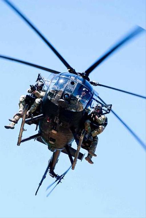 Soldiers from the 75th Ranger Regiment descend in an MH-6… — PICRYL ...