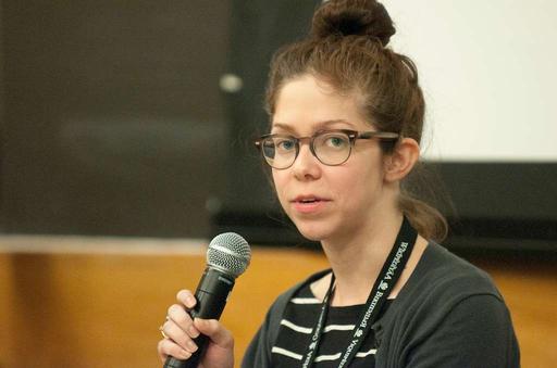 User Amphiggins speaking at student panel at Wikipedia in Higher ...