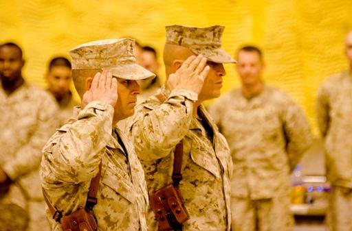 Lt. Col. Adam L. Chalkley (left), battalion commander, - NARA & DVIDS ...