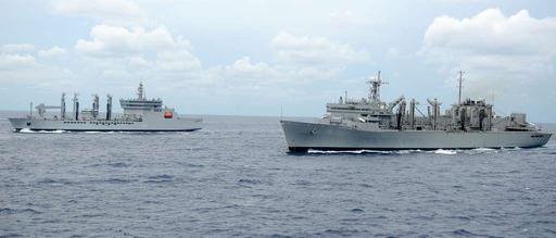Indian navy fleet oiler INS Shakti (A57), left, transits — NARA and ...