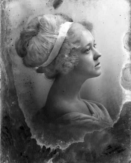 Original glass plate negative is from the J. C. Knowles Collection, PhC.182, State Archives of North Carolina. (8721760352), portrait, vintage, woman, headband, black and white
