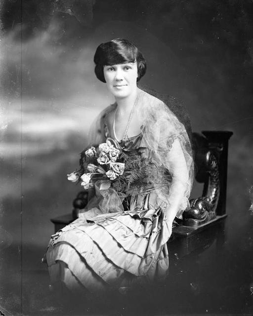 Original glass plate negative is from the J. C. Knowles Collection, PhC.182, State Archives of North Carolina. (8720641413), portrait, vintage photography, 1920 s fashion, woman, flowers