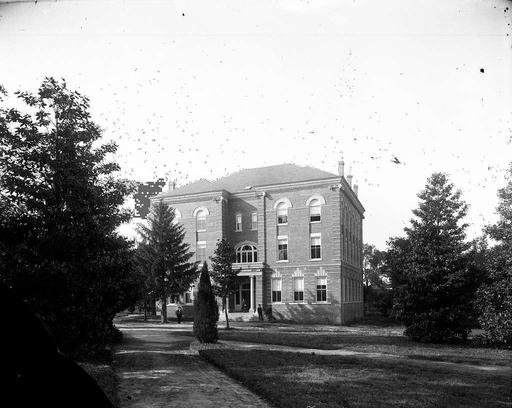 Wake Forest College, Alumni Building, Wake Forest, NC, c.1910's. Original glass plate negative is from the J. C. Knowles Collection, PhC.182, State Archives of North Carolina. (8720630943), wake forest college, alumni building, wake forest, north carolina, college, building, architecture, historic, vintage, education