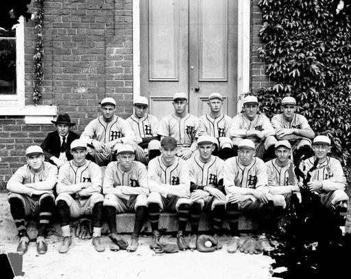 Wake Forest College men's baseball team, c.1910's. Original glass plate negative is from the J. C. Knowles Collection, PhC.182, State Archives of North Carolina. (8720629777), wake forest college, baseball team, men baseball, college baseball, 1910 s, vintage photograph, glass plate negative, sports, team portrait