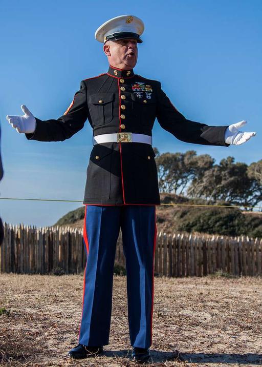 gunnery sergeant dress blues U.S. Marine Corps Gunnery Sgt. (Ret.) Tom Wilson speaks — PICRYL
