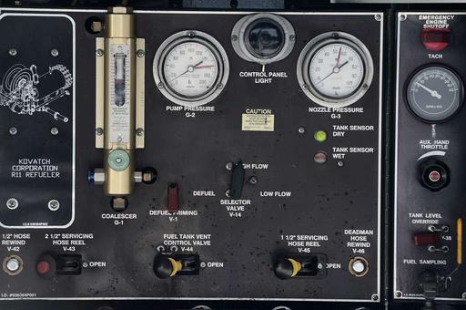 A control panel on a R-11 refueling truck is seen while — NARA and ...