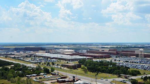 An aerial view of Bldg. 3001 at Tinker Air Force Base, — NARA and DVIDS ...