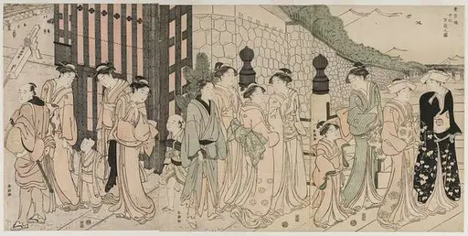 源氏物語図屏風 (胡蝶)|“Butterflies” - Drawing. Public domain image