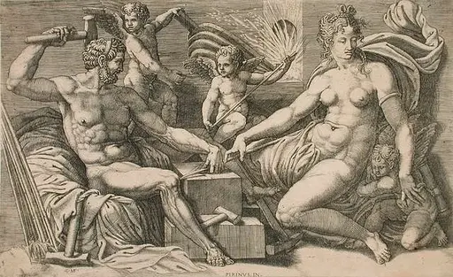 Vulcan, Venus and Mars. from BL Eg 881, f. 141v — PICRYL - Public