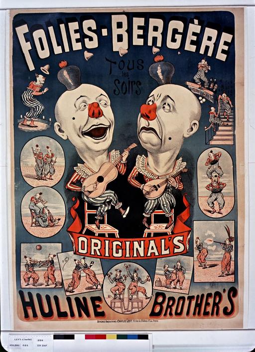 Poster - original's Huline Brother's - Public domain lithograph, cabaret, french posters, clowns, lithographs, paris