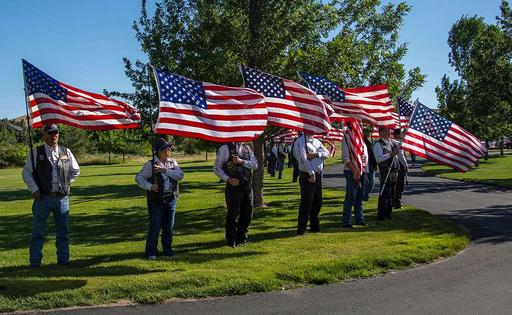 Members of the Patriot Guard Riders line the roadway — NARA and DVIDS ...
