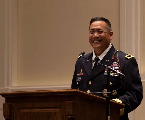 Maj. Gen. Antonio Aguto smiles as he speaks to graduates — NARA and ...