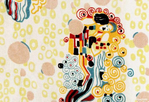 Textile sample (ca. 1920) by Gustav Klimt. Original from The MET Museum. Digitally enhanced by rawpixel. (50637158682), gustav klimt, the kiss, embroidery, textile art, abstract, modern art, geometric, pattern, symbolism, vienna secession, tapestry, decorative arts