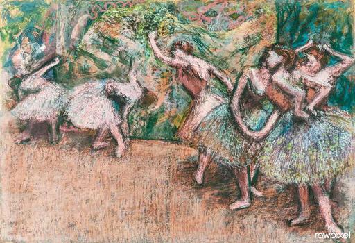 Ballet Scene (ca. 1907) painting in high resolution by Edgar Degas. Original from The National Gallery of Art. Digitally enhanced by rawpixel. (50635904731), edgar degas, ballet, dancers, impressionism, pastels, performance, tutus, stage, art, painting, french art
