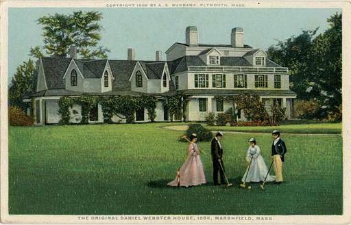 Urheberrechtlich geschützt und veröffentlicht von A S Burbank, The Original Daniel Webster House, 1859 (NBY 22636), daniel webster house, postcard, historic house, architecture, historical landmark