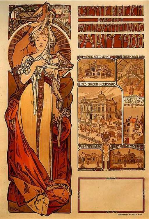 Mucha 8, Art Nouveau Poster - Drawing. Public domain image