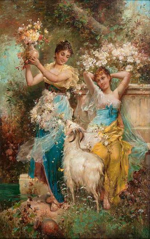 Hans Zatzka: Classical Nymphs with Goat in Early 20th… — PICRYL