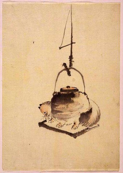 Hokusai tanuki tea kettle - Public domain drawing — PICRYL