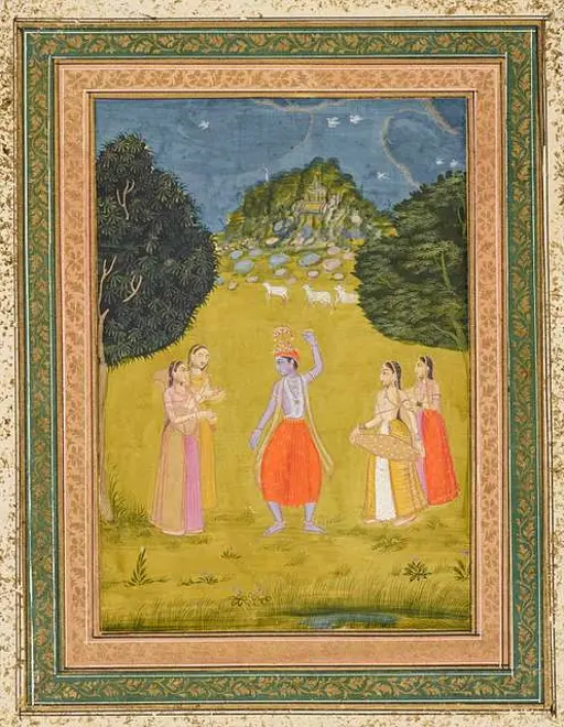 Rama's marriage - A painting of a man and a woman holding