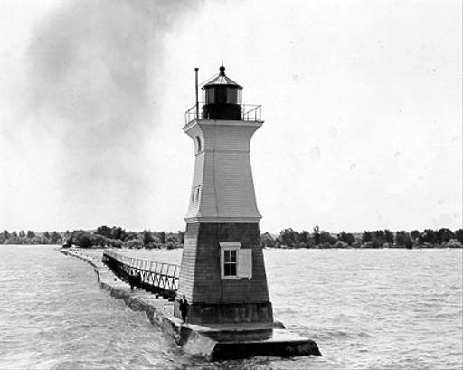 Sodus Outer Light (original 1858 wooden building), sodus outer light, lighthouse, wooden building, 1858, historical image, maritime, architecture
