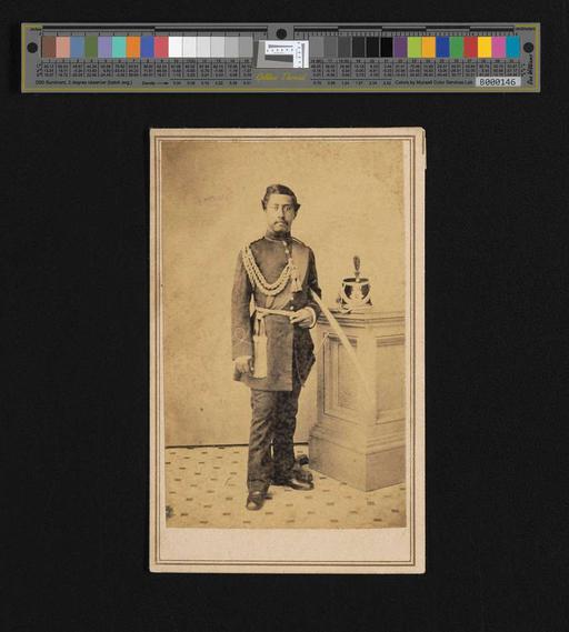 Lunalilo in uniform (PPWD-16-2-001, original), king lunalilo, hawaii, uniform, portrait, royalty, military uniform