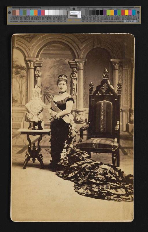 Queen Emma of Hawaii (PPWD-15-2-035, original), queen emma, hawaii, portrait, royalty, dress, lace, jewelry, seated