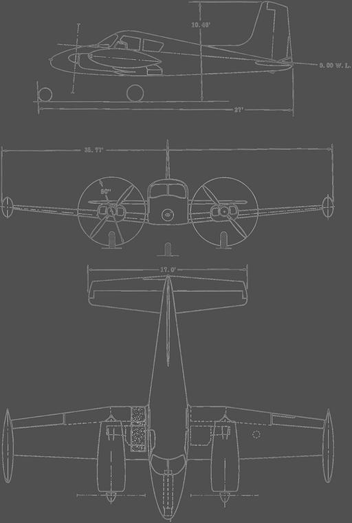 Cessna L-27A 3-view line drawing — PICRYL - Public Domain Media