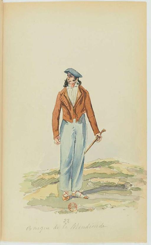 Recueil de costumes vers 1820, copiés sur l'original existant à la Bibliothèque de Bayonnne - E. Fort - btv1b10025453x (049 of 134), costumes, fashion, 1820 s, historical clothing, drawings, national library, france, clothing, apparel