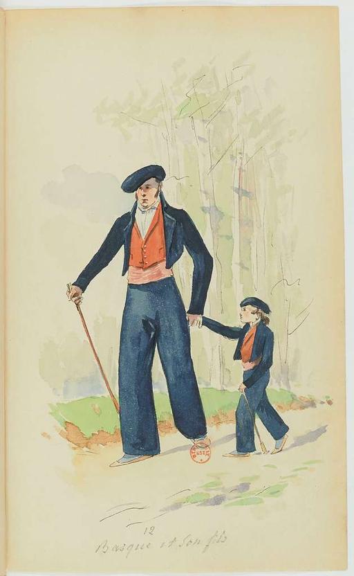 Recueil de costumes vers 1820, copiés sur l'original existant à la Bibliothèque de Bayonnne - E. Fort - btv1b10025453x (029 of 134), costumes, fashion, 1820 s, clothing, historical fashion, dress, bonnets, shawls, men fashion, women fashion