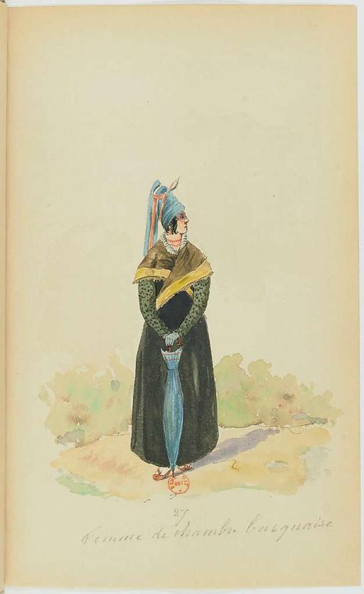 Recueil de costumes vers 1820, copiés sur l'original existant à la Bibliothèque de Bayonnne - E. Fort - btv1b10025453x (059 of 134), costumes, fashion, 1820 s, clothing, historical fashion, women fashion, men fashion