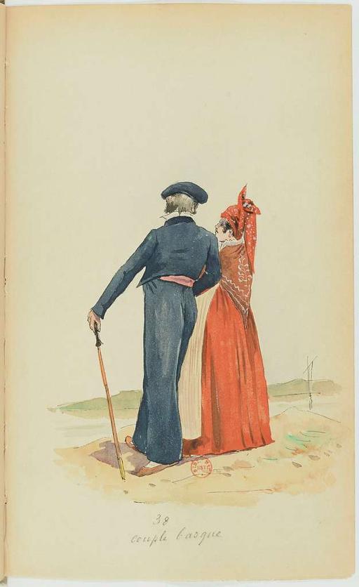 Recueil de costumes vers 1820, copiés sur l'original existant à la Bibliothèque de Bayonnne - E. Fort - btv1b10025453x (081 of 134), costumes, fashion, 1820 s, historical clothing, drawings, bibliotheque