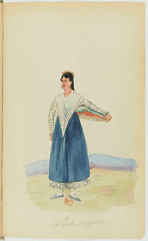 Recueil de costumes vers 1820, copiés sur l'original existant à la Bibliothèque de Bayonnne - E. Fort - btv1b10025453x (099 of 134), costumes, fashion, 1820 s, clothing, historical fashion, drawings, bibliotheque