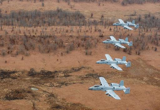 Fearsome four-ship, 188th Warthogs train at Razorback Range 131230-F ...