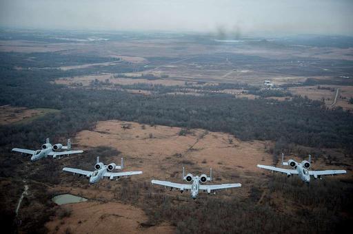Fearsome four-ship, 188th Warthogs train at Razorback Range 131230-F ...