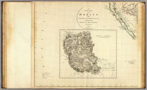 A new map of Mexico and adjacent provinces compiled from original documents by A. Arrowsmith, 1810. (Sheet 1). (with) (IA dr a-new-map-of-mexico-and-adjacent-provinces-compiled-from-original-documents-01114377), mexico, map, cartography, historical map, arrowsmith, adjacent provinces, valley of mexico, pacific ocean, gulf of california, north america