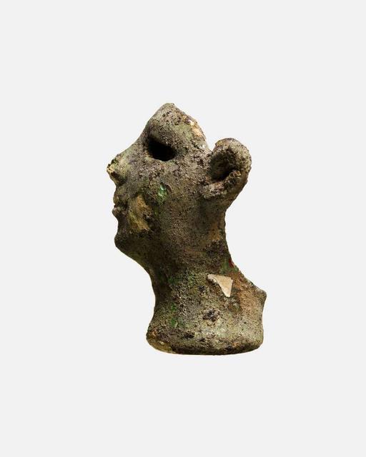 Männlicher (ursprünglich roter) Kopf für Kompositstatuette, male head, statuette, fragment, composite statue, red pigment, ancient art
