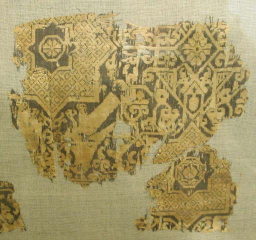 Textile with a Pattern of Stars and Birds, Originally from a Cap