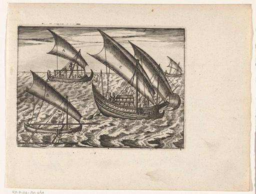 Vier Javaanse vaartuigen, 1596 - Rijksmuseum public domain dedication ...