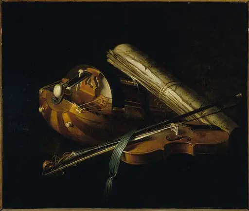 Nature morte en trompe l'œil aux instruments de musique et