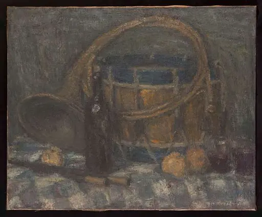 Nature morte en trompe l'œil aux instruments de musique et